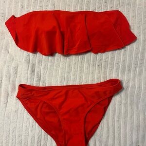 Red Strapless Bikini Set
